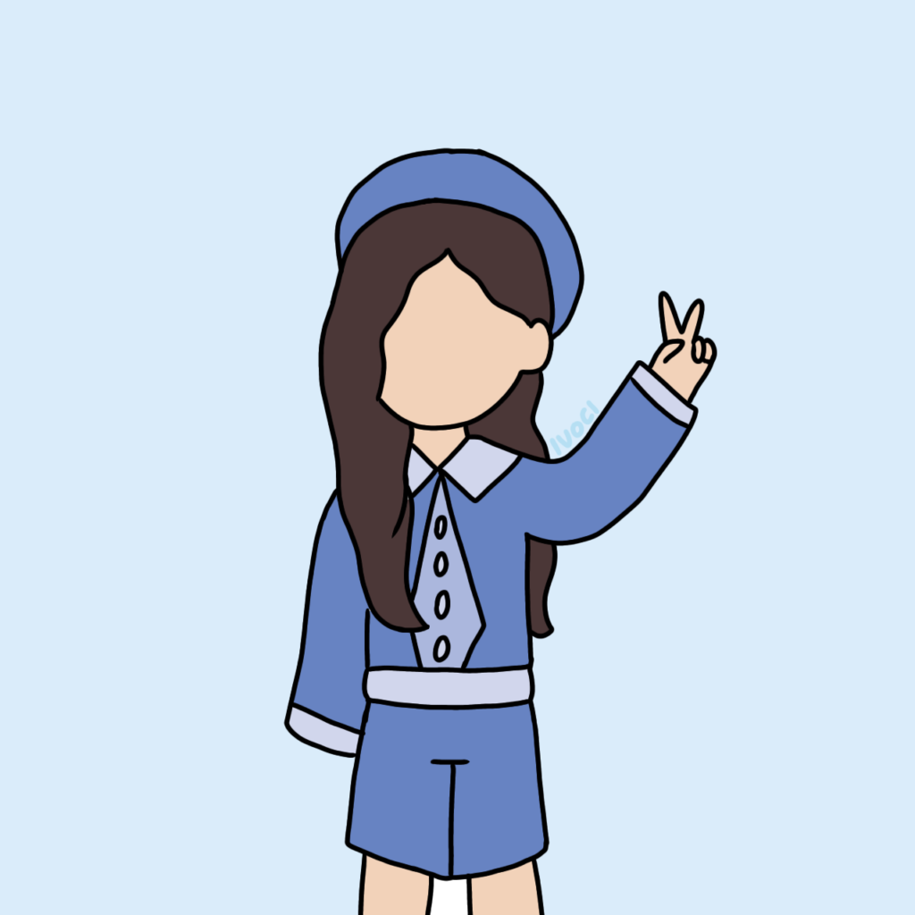 ivoci -Cute Girl With Peace Sign Cartoon Illustration - 1