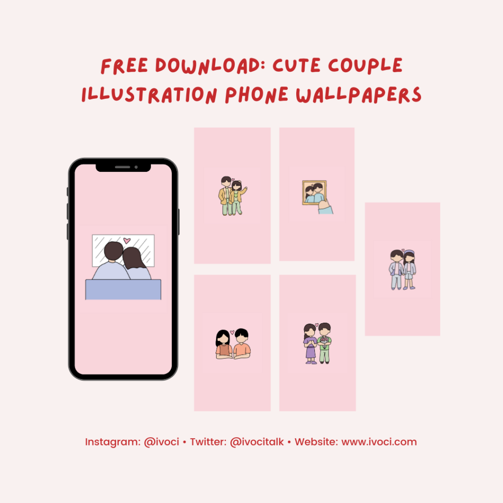 ivoci - Free Download: Cute Couple Illustration Phone Wallpapers - 1