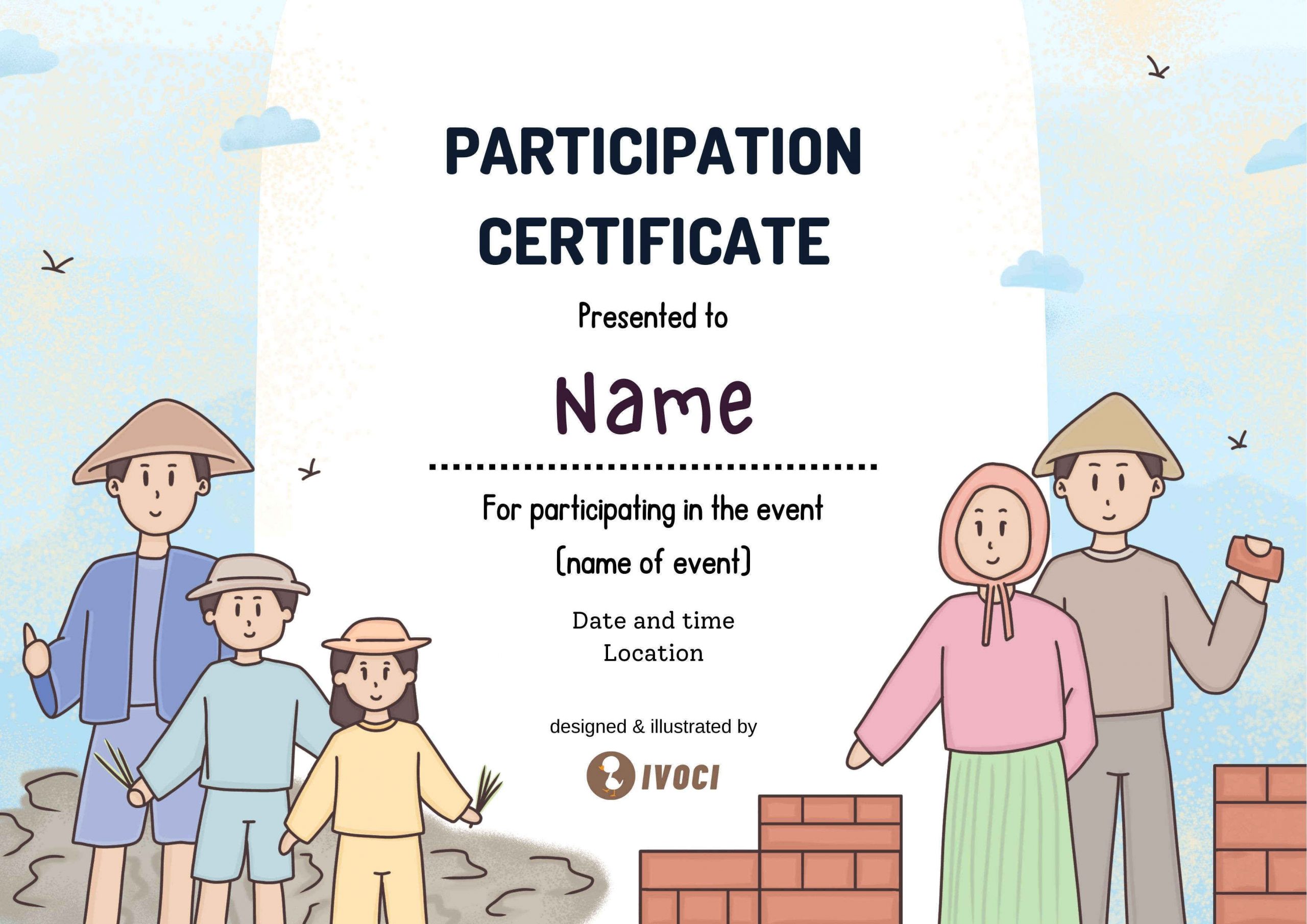 ivoci -Custom Illustration For Kids Certificate: Farmer & Craftsman - 1