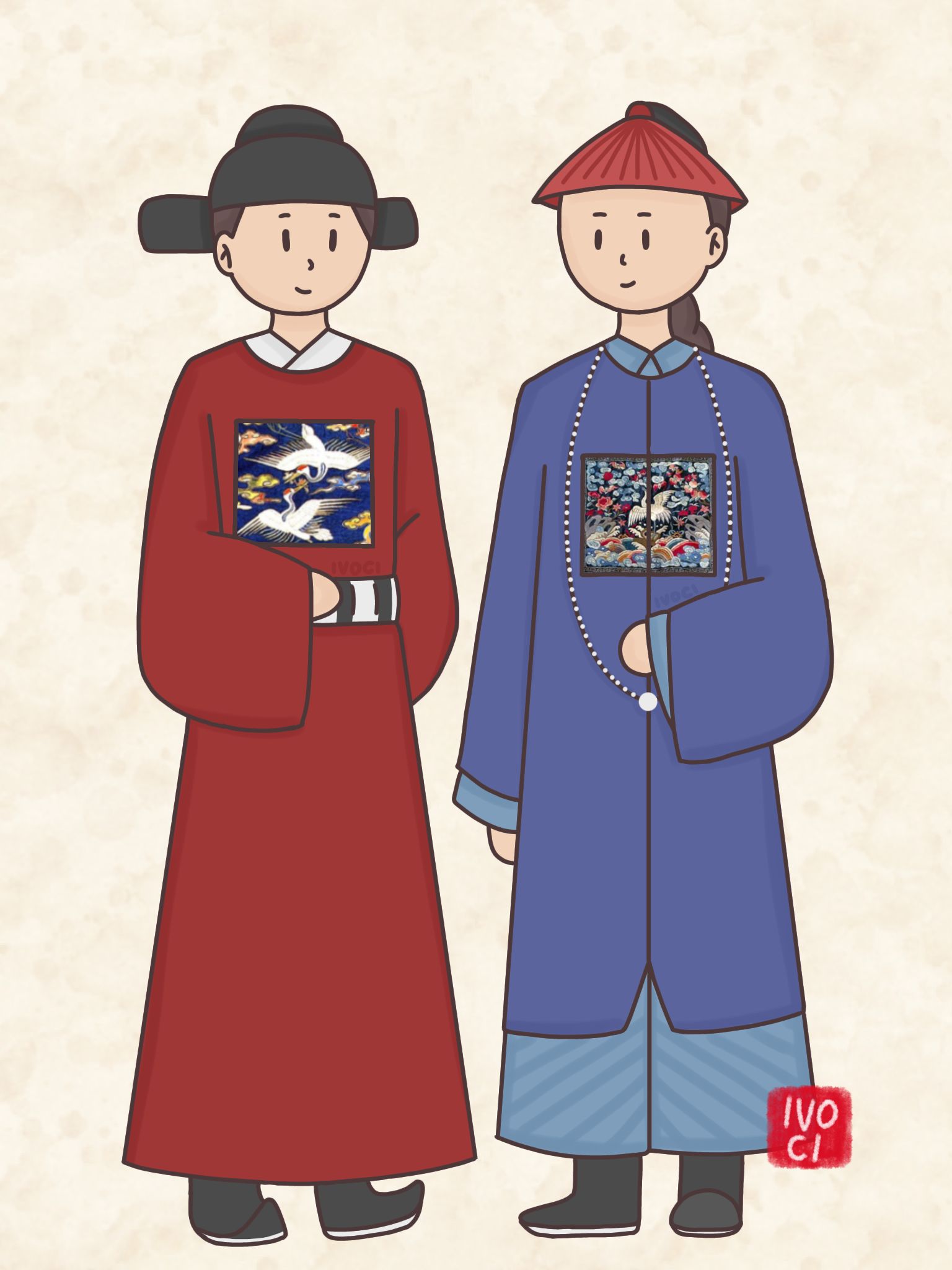 ivoci - Buzi 补子, Ming & Qing Dynasties Officials' Rank Badge - 1